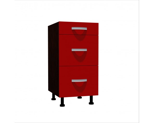 Corp inferior 40 cu 3 sertare metalice greutate Zebra rosu
